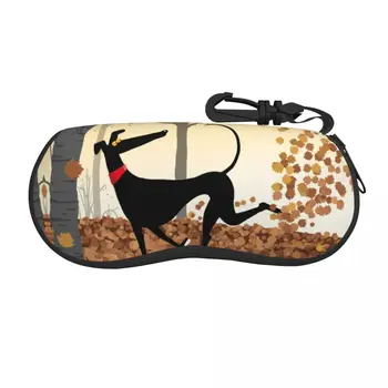 Personalizado Outono Cão Cão Cão De Óculos Caso Da Moda Sighthound Whippet Dos Desenhos Animados Padrão Do Shell De Óculos Caso De Óculos De Sol De Caixa