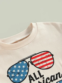 Bandeira americana Conjunto de Bebê com Correspondência de Cabeça - de 4 de julho, Dia da Independência de Roupa para Meninos e Meninas