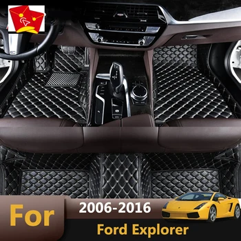Para Ford Explorer 2016 2015 2014 2013 2012 2011 2010 2009 2008 2007 2006 2005 7 Lugares De Estacionamento Tapetes De Couro, Tapetes Personalizados