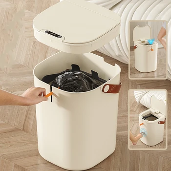 Moda Nova Cordão De Embalagem Inteligente Sensor De Lixo Pode Quarto Cozinha Mudo De Indução Selado Casa De Banho Impermeável Lata De Lixo