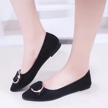 O coreano Primavera, Verão, Outono Flats Mulheres Designer de Beira de Moda Casual Sapatos para as Mulheres de Cor Sólida Fivela de Sapatos de Senhoras