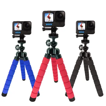 Tripé Polvo GoPro Hero 10 9 Preto Flexível Titular Selfie Stand Suporte De Esponja Deformação Câmera Go Pro 8 7 6 Acessórios