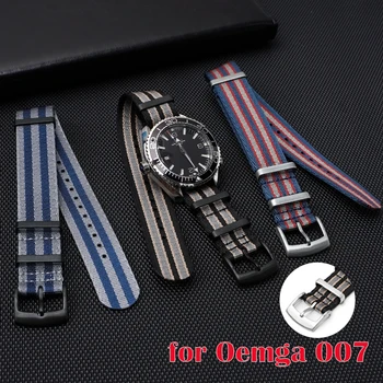De Nylon, Correia de Relógio Omega 007 para Seamaster 300 Lona Pulseira de 18mm 20mm 22mm 24mm para Seiko Homens Esporte Bracelete pulseira