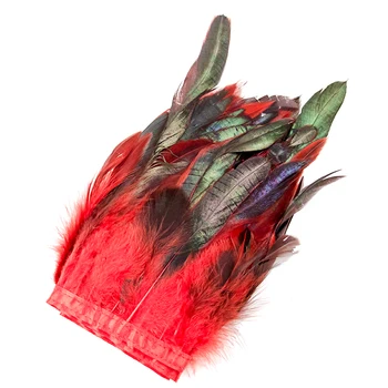 1 Medidor Colorido Galo de Cauda Franja de Penas Guarnição da Fita para o Vestido de Saia Roupas de Costura Handwork Artesanais de Decoração de Plumas de 13-18 cm