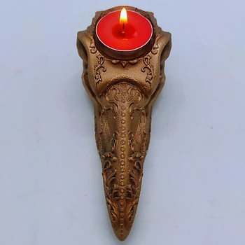 Esculpida padrão de corvo crânio castiçal molde de silicone DIY produção de gesso, resina de velas a decoração de Halloween ferramenta