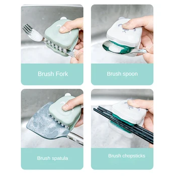 Escova de limpeza Multifuncional Faca Pauzinhos Openable de Limpeza em forma de U, de Dupla Face, Cozinha, Limpeza Gadgets Escova Macia