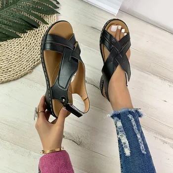 As Mulheres Sapatos De Cunha Sandálias Novas Conforto Senhoras Sapatos De Cor Sólida Leve De Verão, Sandálias De Praia As Mulheres 2023