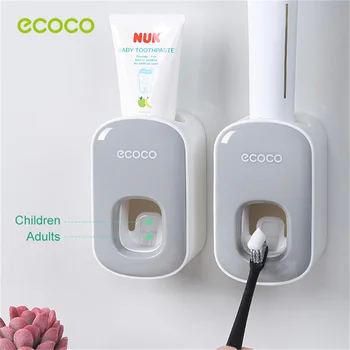 ECOCO Criativo da Montagem da Parede Automática Dispensador de pasta de dente Suporte da Escova de dentes pasta de dentes Espremedor Conjunto de Acessórios de casa de Banho