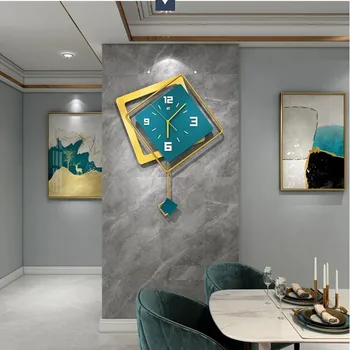 3D Nórdicos praça Swing Relógio de Parede Sala de estar e Minimalista, a Decoração Home Luz de Luxo de Suspensão do Relógio de Parede Decoração Relógios