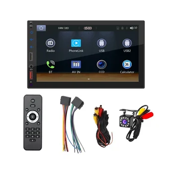7 Polegadas Double Din som do Carro CarPlay Android Auto Espelho-Link, Multimídia Touchscreen Leitor de Rádio Bluetooth USB da Câmera