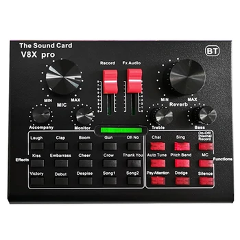 V8X Microfone, Mixer DJ Condensador de Placa de Som com Transmissão ao Vivo Suporte de Gravação USB Jogo Novo Dropship