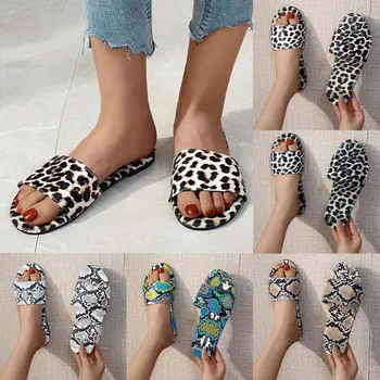 Sandálias Para As Mulheres De Moda Feminina Sólido Estampa De Leopardo Televisão De Chinelos, Sandálias, Sapatos Casuais