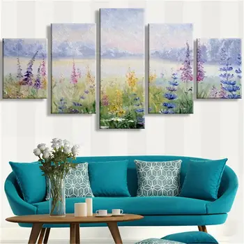 5 Peças com flor de Arte do Cartaz de Lona de Arte de Parede para Sala de estar, Imagens HD de Impressão Pinturas de Decoração de Quarto de Decoração de Casa de 5 Painel Emoldurado