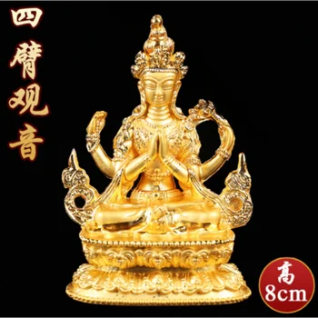 Buda de Quatro braços avalokiteshvara Kwan-yin 4 braços de riqueza, de sorte a Divindade estátua
