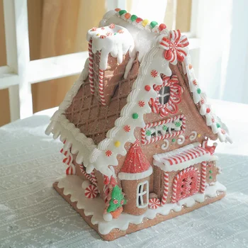 Luminosa imitação fondant argila mole conto de fadas casa de doces de decoração de Natal enfeites, decoração de casa enfeites de Natal