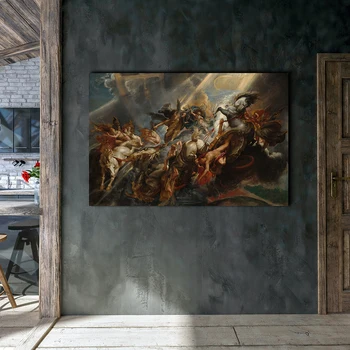 A Queda de Phaeton impressão de Cartaz de Peter Paul Rubens Famosas Pinturas em Tela Vintage Arte de Parede para Sala de estar Decoração Home