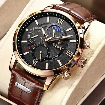 2023 Novos Relógios De Homens De Melhor Marca De Luxo De Couro Marrom Casual Quartzo Relógio Homens Esporte Impermeável Relógio Relógio Relógio Masculino