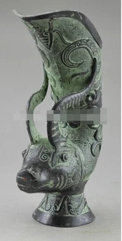 Ásia de colecionador de antiguidades, decoração antiga trabalho manual de Bronze animal estátua Esculpida Ovelhas Gecko Vaso