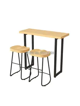 Nordic barra de ferro, cadeira moderna de barra simples cadeira de chá de leite de loja de sólidos de madeira de alta fezes família de jantar fezes recepção, bar, cadeira de