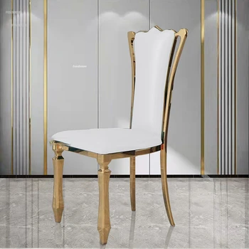 Nordic De Aço Inoxidável Da Cadeira De Jantar Moderna E Simples, Móveis De Cozinha Em Casa Encosto Da Cadeira De Jantar Salão De Banquetes De Casamento Cadeiras De Um