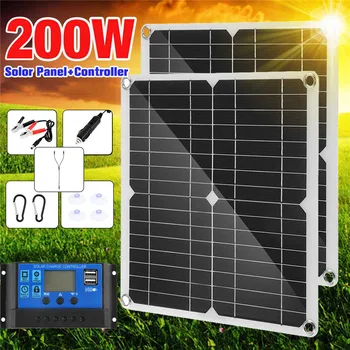 200W Painel Solar Kit Com 60A Controlador Portátil 18V de Potência da pilha Solar Carregador para Telefone Camping Caminhadas Carro Barco RV Solar de Placa