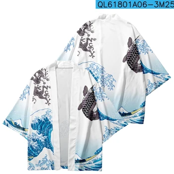 Plus Tamanho 4XL 5XL 6XL Verão Solto Japonês Ukiyo-e Quimono Streetwear Cardigan Manto de Moda Mulheres Homens Haori Superior Yukata