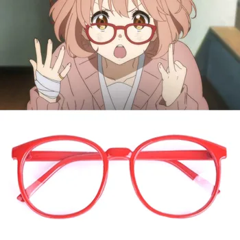 Kyoukai não Kanata Kuriyama Mirai Vermelho Óculos Redondos Cosplay Accessorie Com Lente