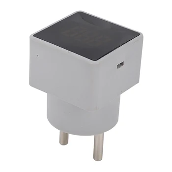 Plug Tipo de Tensão Medidor Tipo de conector de Tensão Medidor em Tempo Real da Medição Digital LCD AC Voltímetro com Vermelho Retroiluminado da UE, AC50‑380V