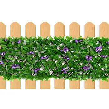 Falso Ivy Cerca Artificial Da Tela Da Privacidade De Folhas Com Flores Violeta Realista Esgrima Painel Decorativo Expansível Cerca De Privacidade