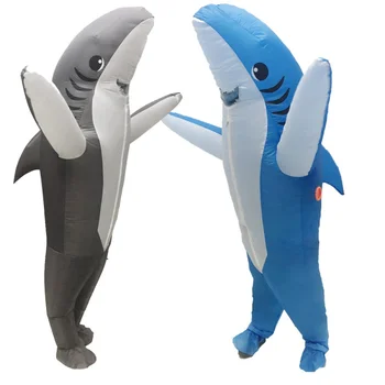 Adultos Tubarões Azuis Inflável Trajes De Halloween Anime Cosplay Fantasia De Encontrar Cinza Shark Mascote Da Festa De Fantasia Role-Play Disfraz