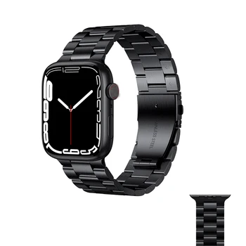 Bracelete para Apple Relógio Ultra 40mm Banda 45mm 44mm 42mm Cinta de Aço Inoxidável para o iWatch SE 8 7 6 5 Correa 41mm Preto Prata