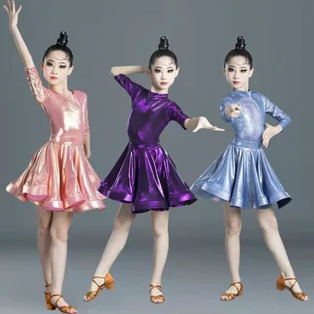 Meninas Profissional de dança latina de vestido de Crianças Salão de baile de Dança de Salsa usar roupas Competições infantis latina Fase de usar roupas