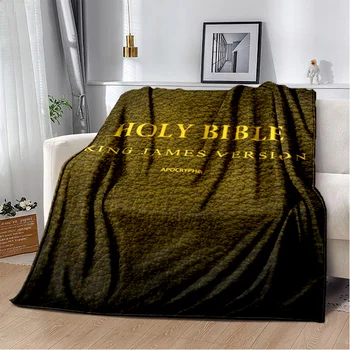 Bíblia sagrada Cruz de Jesus Orar Pelúcia Macia Manta,Cobertor de Flanela Jogar Cobertor para a Sala de estar, Quarto e Sofá-Cama Piquenique Tampa Crianças