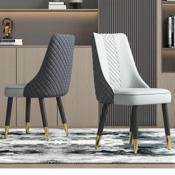 Luz de luxo cadeiras de jantar Nórdicos italiano elegante cadeira de couro casa de madeira sólida perna de volta fezes restaurante do hotel moderno cadeira