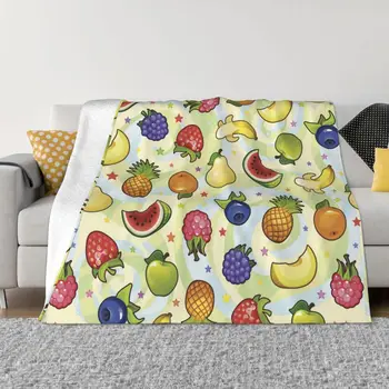 Fruto Bonito Xadrez Padrão Cobertor Leve e Respirável Hipoalergênico Jogar Cobertores para o Quarto Sofá