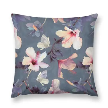Borboletas e Flores de Hibisco - um padrão pintado Jogar Travesseiro Jogar Travesseiro Almofadas Para Sofá Decorativo