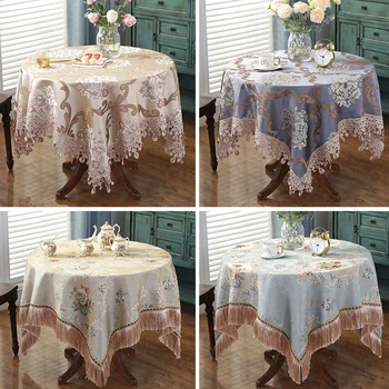 Estilo europeu Chenille toalha de mesa, espessamento da Mesa Retangular de Pano,Borlas Jacquard, à prova de Poeira Mesa de Jantar de Pano