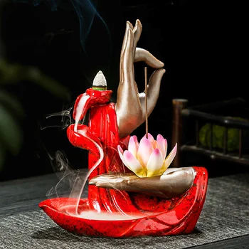 Criativo grandes roxo areia bergamota refluxo queimador de incenso, decoração cerâmica queimador de incenso decorações