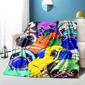 Bonito dos desenhos animados Cachorro Cobertor Leve de Flanela e Jogar para Sofá e cama ,Digital Impresso Cobertor Macio & Worm Flanela Tecido