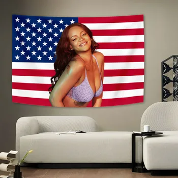 Trabalho-Meninas-R-Rihanna Tapeçaria Bandeira Cartazes Pegajoso Vintage Room, Home Bar Café Decoração Kawaii Decoração De Quarto