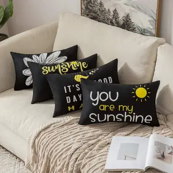 Você é o meu sol daisy feliz pássaro preto de cintura travesseiro capa de sofá capa de almofada decoração da casa pode ser personalizado 30*50 40*60