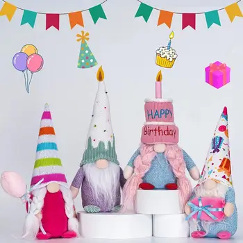 Macio Aniversário do Gnome Festa de Aniversário Chapéu Gnome Colorido sem Rosto de Boneca Ornamento de Pelúcia para Feliz Aniversário Favor de Partido Presentes de Casa