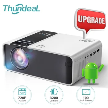 ThundeaL Mini Projetor TD90 TD90W 1280 x 720P Portátil HD 1080P Projetor Android wi-Fi de Vídeo 3D Home Cinema LED Smart Beamer