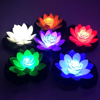 LED Flutuante Lotus Luz Artificial Flor do Lírio Lâmpada da Noite da Lagoa, Piscina, Jardim, Tanque de Peixes Luzes Subaquáticas Paisagem Decoração