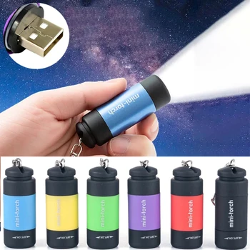 Criativo Recarregável USB Mini Lanterna elétrica Portátil à prova d'água Led Lanternas de Luz Keychain da Tocha Lâmpada Caminhadas, Camping Lanterna