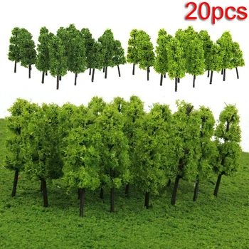 Árvores falsas Modelo de Árvores de Mesa Modelo de Enfeite Artificiais, Decoração de Quintal Mini 20Pcs Suprimentos Diorama Paisagem Durável