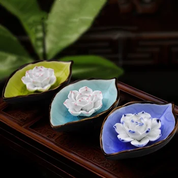 Lotus Cerâmica Incenso Titular da Linha de Incenso Inserir feitas à Mão em Forma de Flor de Casa Zen Fragrância Gravador de Ferramenta de Cerimônia do Chá Ornamentos