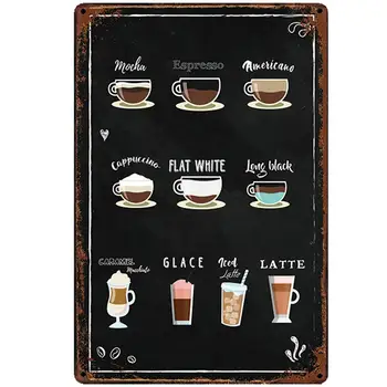 Design Retro Café Tipo Lata de Metal Sinais Arte de Parede | Espessura de folha-de-Flandres Imprimir o Cartaz de Parede Decoração para Café/Cozinha/Café de Esquina/