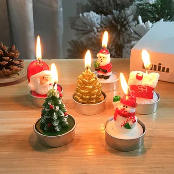 3Pcs/Conjunto de Velas de Natal Criativo Papai Noel, Bonecos de neve PineCones Latas de Vela de Casa, Decoração de Natal da Vela do Ano Novo, Presentes