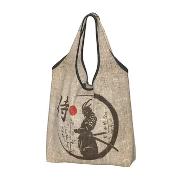 Samurai Japonês Palavra De Supermercado Sacola De Compras, Sacola De Mulheres Engraçado Ombro Shopper Bag Grande Capacidade De Bolsa